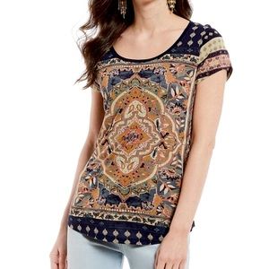 Lucky Brand Women’s Top Aztec Print Persian Carpet Tee Size 1X Modal Blend